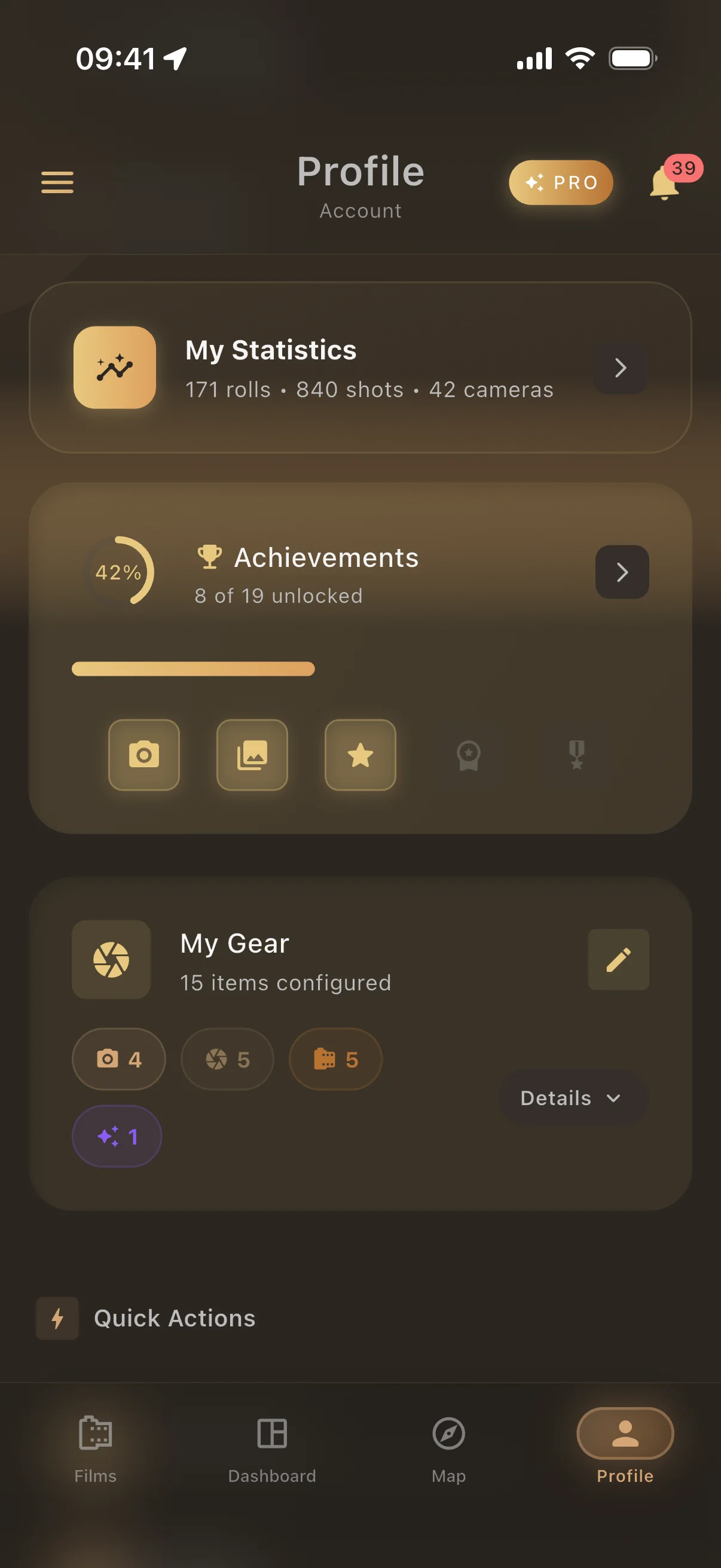 Rollify profile and gear management - Track your film cameras, lenses and photography equipment inventory